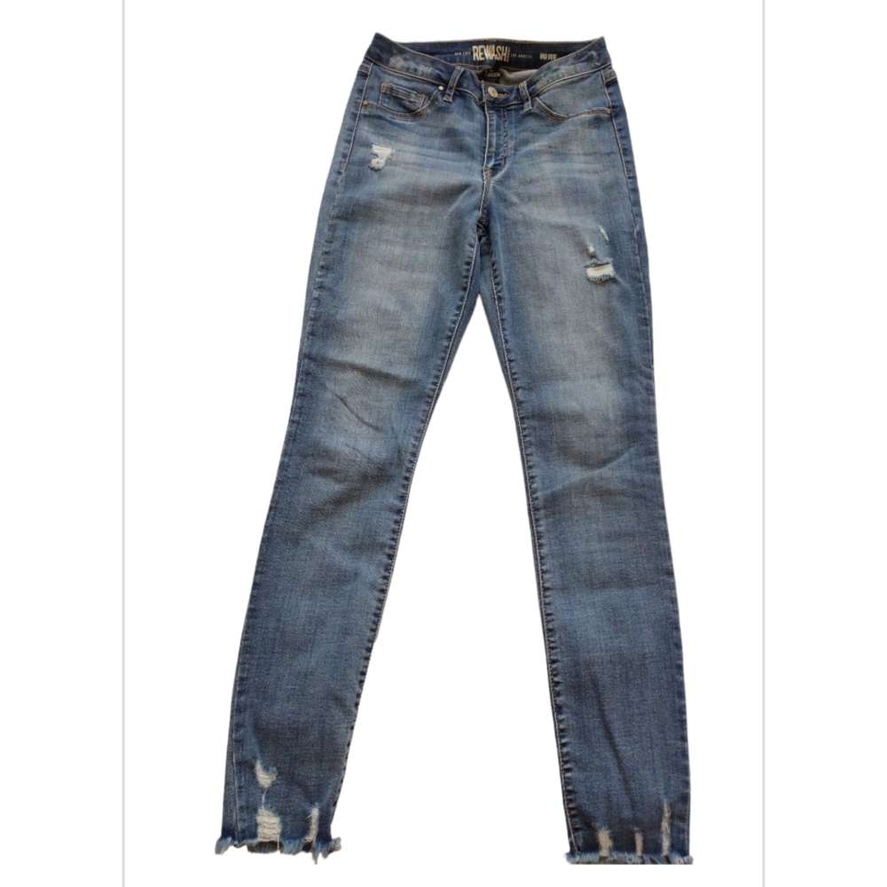 Rewash Women's Mid Rise Skinny ripped Ankle Length Frayed Hem Jeans Size 27/5
